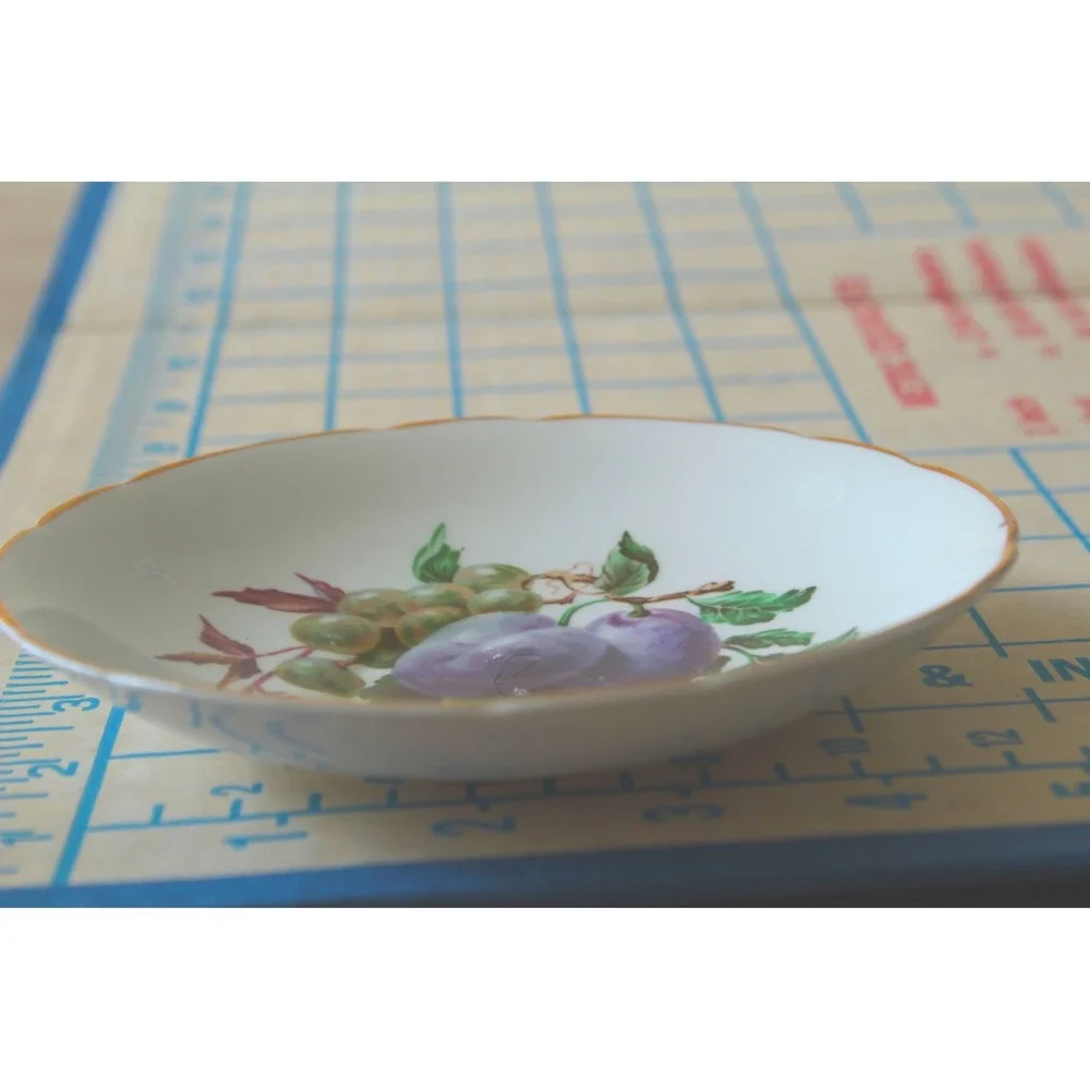 Regency Bone China Fruit Pattern Saucer Made in England Gold Trim Scalloped 5.5